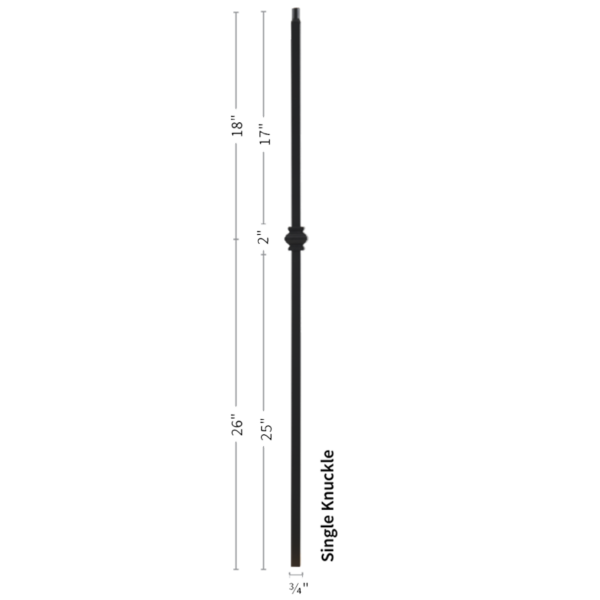9906TB Single Knuckle Iron balusters 3/4" bar