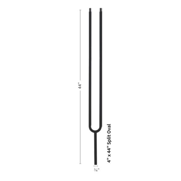 9992TB Split Oval Iron Baluster in Satin Black