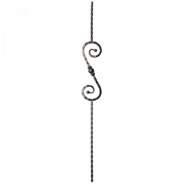 9034HF Scroll and ball with hammered Face Iron balusters 9/16"