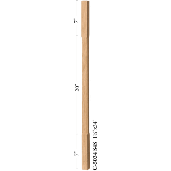 C-5034 chamfered edge 1.25" square elegant rise baluster