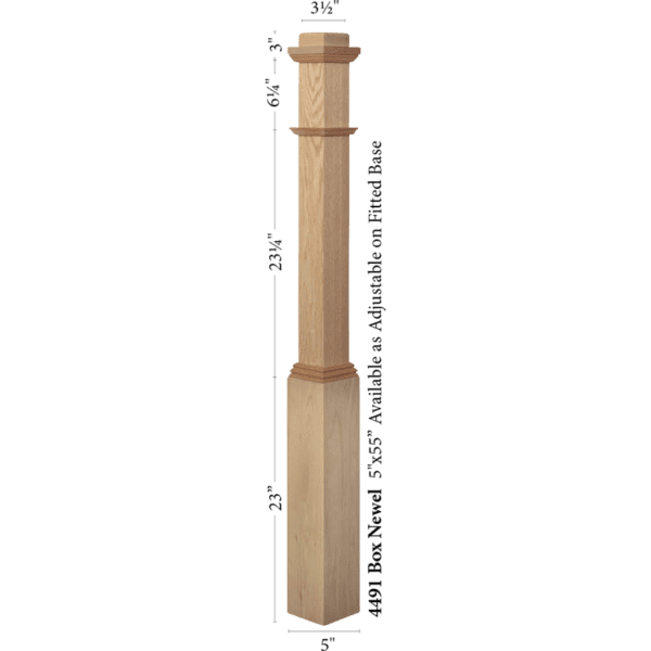 4491 box newel post 5" x 55"
