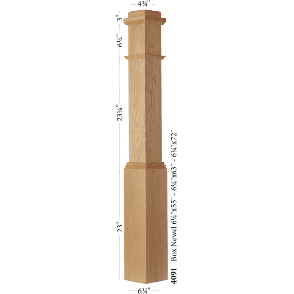 4091 box newel post 6 1/4" x 55"