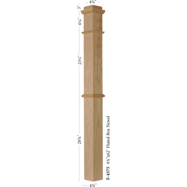 4375 Fluted box newel post 4 3/4" x 62"