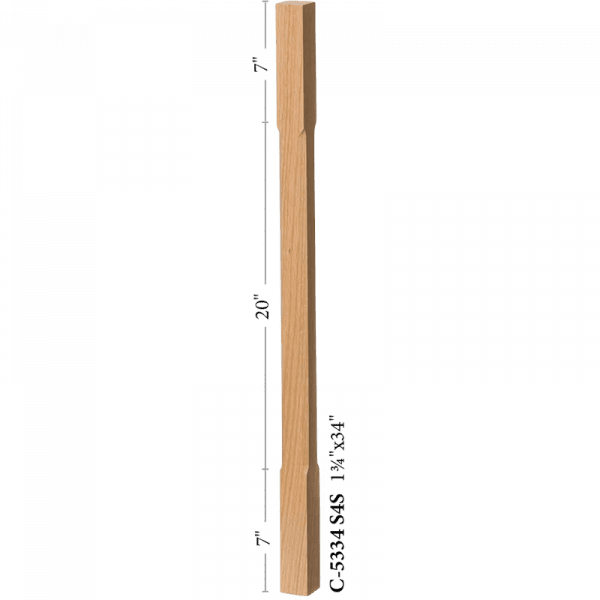 C-5334 Chamfered edge 1.75" square elegant rise baluster