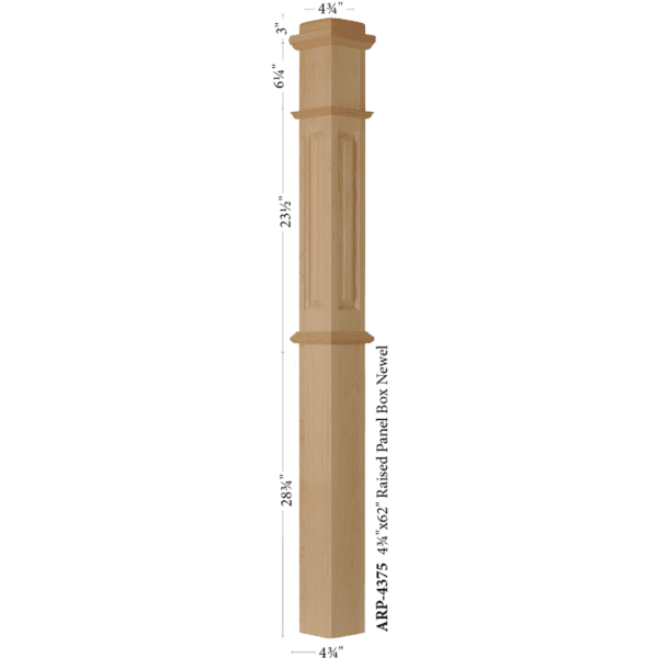 4375 Raised Panel box newel post 4 3/4" x 62"