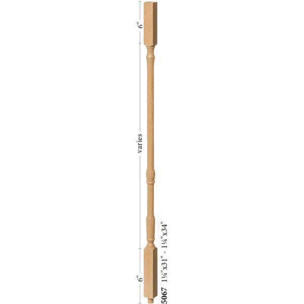 5067 Blocktop colonial baluster 1.25" doweled