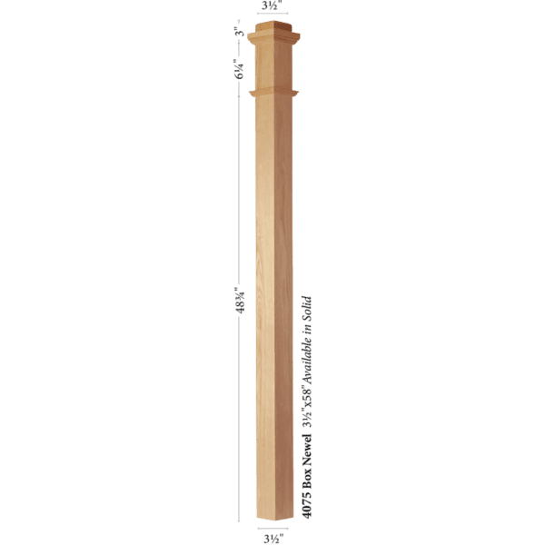 4075 Solid box newel post 3 1/2" x 58"