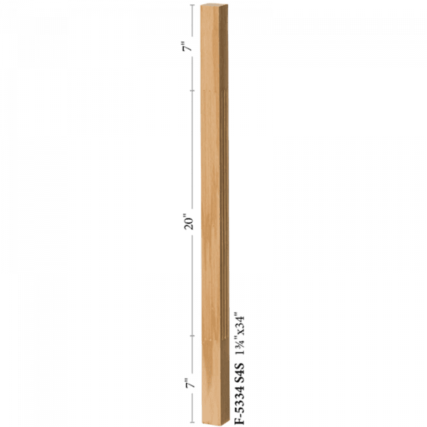 F-5334 Fluted 1.75" square elegant rise baluster