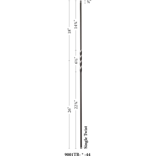 9001TB Single Twist Iron balusters 1/2" bar