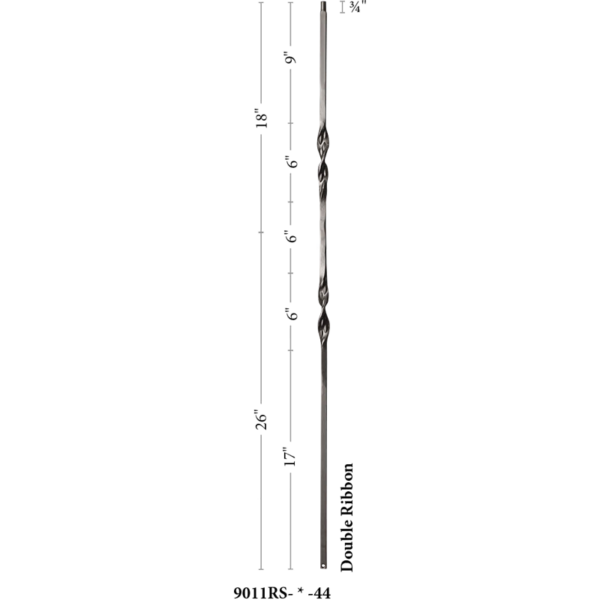 9011RS Double Ribbon Iron balusters 1/2" bar