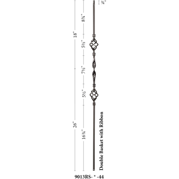 9013RS Single Ribbon and Double basket Iron balusters 1/2" bar