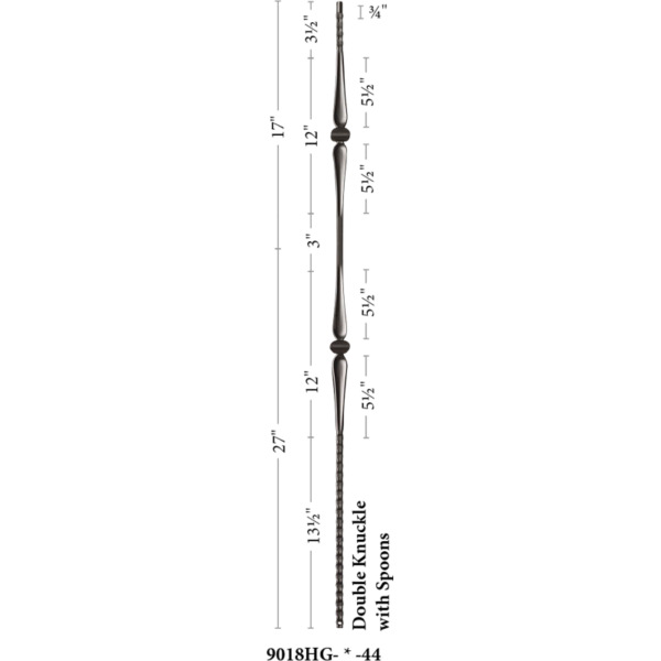 9018HG double Knuckle hammered bar Iron balusters 9/16"